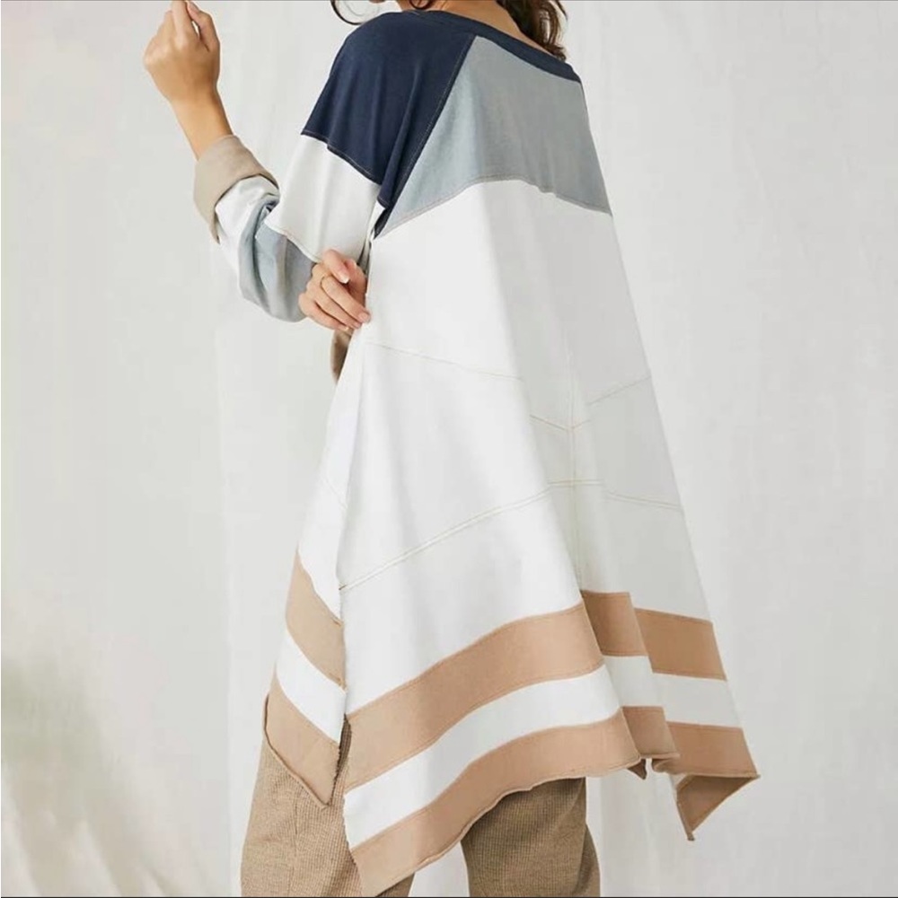 Free People Chloe Colorblock Tunic Tee Sz L